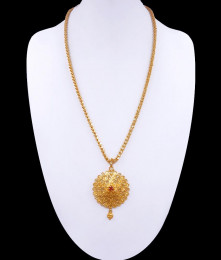 Floral Ruby Stone Dollar 1 Gam Gold Chain Office Use Designs BGDR1130 Floral Ruby Stone Dollar 1 Gam Gold Chain Office Use Designs BGDR1130