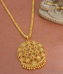 One Gram Gold Ad Stone Dollar With Chain BGDR1146 One Gram Gold Ad Stone Dollar With Chain BGDR1146