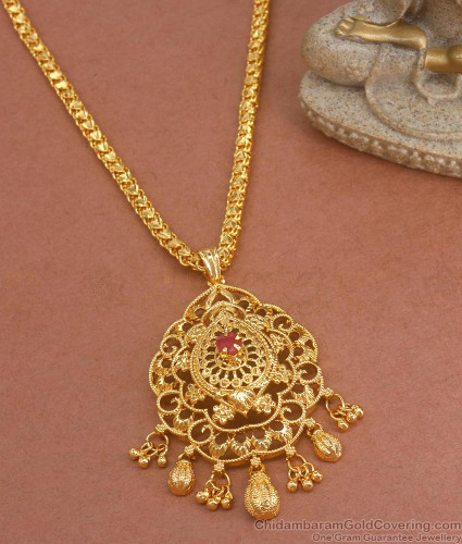 30 inches Long Chain with Dollar 1 Gram Gold Jewelry BGDR1147 LG
