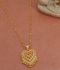 New Collections Ruby White Stone Heart Shaped Dollar Chain BGDR1169 New Collections Ruby White Stone Heart Shaped Dollar Chain BGDR1169
