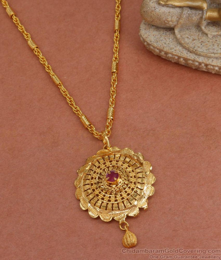 Delightful AD Ruby Stone Gold Pattern Dollar Chain For Wedding Buy ...