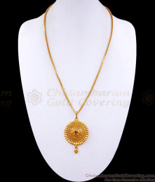 Everyday Use 1 Gram Gold Ruby Dollar With Thin Chain BGDR1195 Everyday Use 1 Gram Gold Ruby Dollar With Thin Chain BGDR1195
