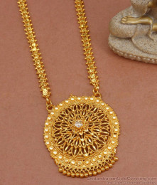 Elegant White Stone Long Necklace Gold Plated Big Dollar Chain BGDR1200 Elegant White Stone Long Necklace Gold Plated Big Dollar Chain BGDR1200