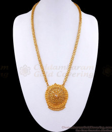 Elegant White Stone Long Necklace Gold Plated Big Dollar Chain BGDR1200 Elegant White Stone Long Necklace Gold Plated Big Dollar Chain BGDR1200