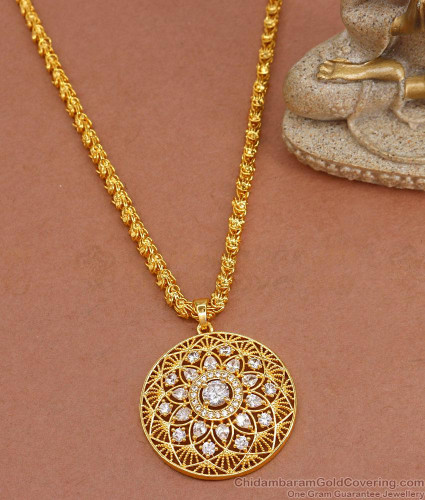 American Diamond Pendant With Gold Chain Stylish Women Jewelry BGDR1201