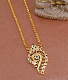 5 Metal Impon Vishnu Dollar Sangu Pendant Chain With Stones Shop Online BGDR1210 5 Metal Impon Vishnu Dollar Sangu Pendant Chain With Stones Shop Online BGDR1210