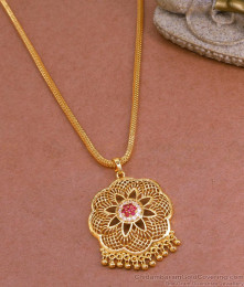 New Ruby White Stone Flower Dollar With Snake Chain Design BGDR1235