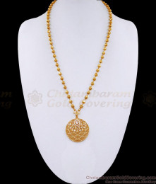 Trendy American Diamond Round Pendant Gold Beads Chain Online BGDR1252