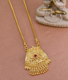 Unique Single Ruby Stone Gold Imitation Dollar With Snake Chain BGDR1260 Unique Single Ruby Stone Gold Imitation Dollar With Snake Chain BGDR1260