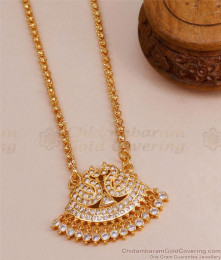 Beautiful White Stone Swan Impon Dollar Sundari Chain Design BGDR1300 Beautiful White Stone Swan Impon Dollar Sundari Chain Design BGDR1300