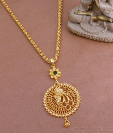 Stylish Ad Stone Peacock Design Gold Dollar Chain For Women BGDR1310 Stylish Ad Stone Peacock Design Gold Dollar Chain For Women BGDR1310