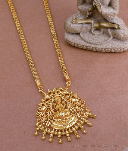 Traditional Lakshmi Dollar Chain Sparkling White Pink Stones