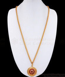 30 Inch Long Trendy Ruby Stone Dollar With Gold Plated Rope Chain For Marriage BGDR1313-Lg 30 Inch Long Trendy Ruby Stone Dollar With Gold Plated Rope Chain For Marriage BGDR1313-Lg