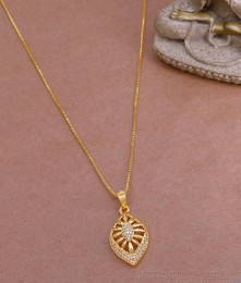 Full White Stone Floral Design 1 Gram Gold Long Pendant Chain BGDR1316 Full White Stone Floral Design 1 Gram Gold Long Pendant Chain BGDR1316