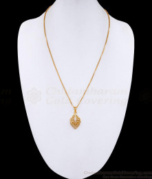 Full White Stone Floral Design 1 Gram Gold Long Pendant Chain BGDR1316 Full White Stone Floral Design 1 Gram Gold Long Pendant Chain BGDR1316