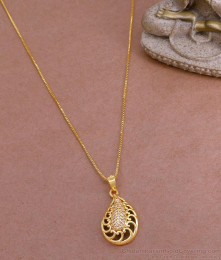 Elegant Flower Design Ad Stone Pendant With Thin Gold Chain BGDR1317 Elegant Flower Design Ad Stone Pendant With Thin Gold Chain BGDR1317