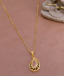 Pure One Gram Gold Imitation Pendant Chain Ruby White Design BGDR1318 Pure One Gram Gold Imitation Pendant Chain Ruby White Design BGDR1318
