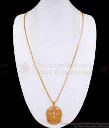 30 Inch Long Simple Gold Design Cz Stone Dollar With Thin Chain BGDR1330-Lg