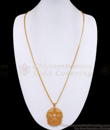 30 Inch Long Latest White Stone Flower Design Gold Dollar Chain With Price BGDR1331-Lg