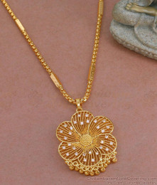 30 Inch Long White Stone Floral Pendant With Gold Plated Box Chain BGDR1345-Lg