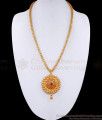 Kerala Leaf Design 1 Gram Gold Ruby Pendant With Heart Chain BGDR1347