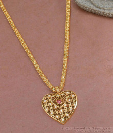 Unique Heart Shaped Ad Stone Pendant Gold Imitation Chain BGDR1348