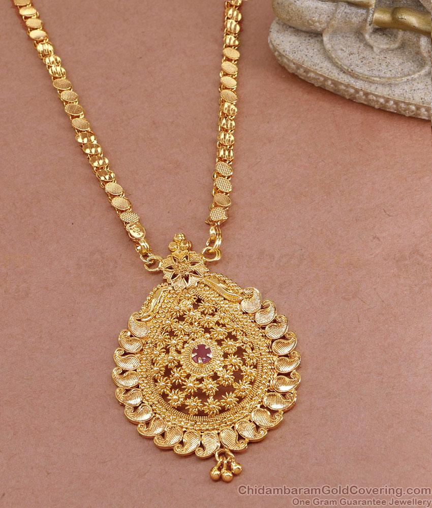 Latest Ruby Stone Gold Plated Mango Dollar Chain For Women BGDR1352 Latest Ruby Stone Gold Plated Mango Dollar Chain For Women BGDR1352