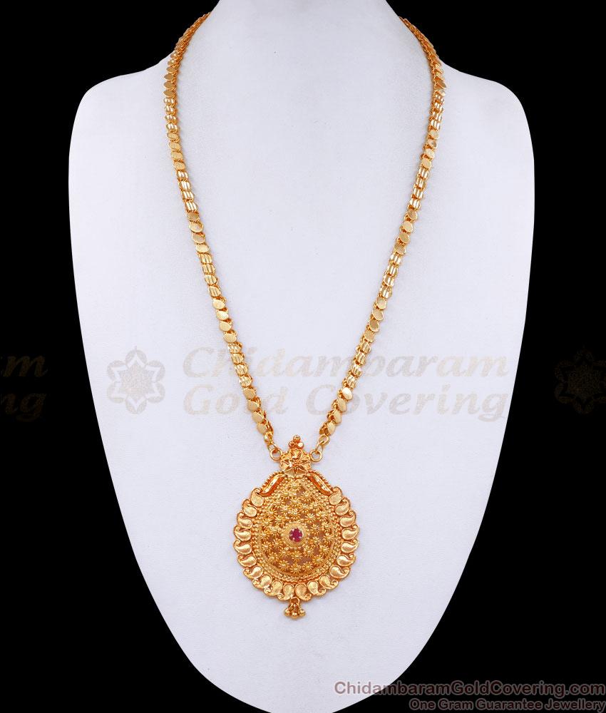 Latest Ruby Stone Gold Plated Mango Dollar Chain For Women BGDR1352 Latest Ruby Stone Gold Plated Mango Dollar Chain For Women BGDR1352