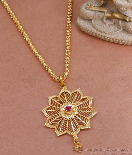 Buy Stylish Gram Gold Ruby Pendant With Heart Chain BGDR1354