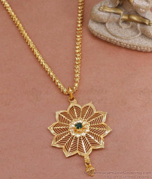 Daily Wear Gold Plated Medium Size Flower Pendant Chain Online BGDR1356