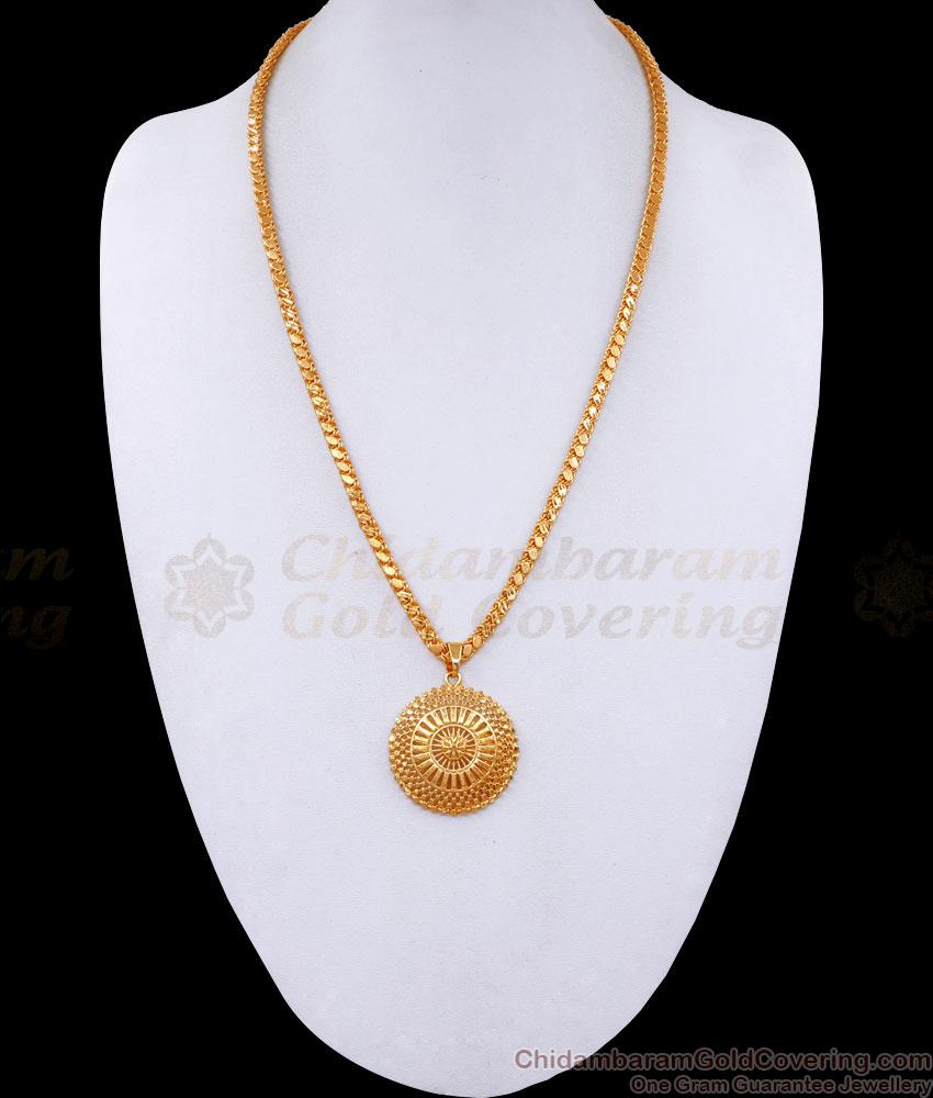 Plain One Gram Gold Round Pendant Chain For Regular Use BGDR1357 Plain One Gram Gold Round Pendant Chain For Regular Use BGDR1357