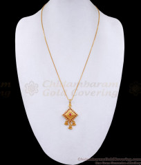 Full Ruby Stone Small Pendant With Gold Plated Thin Chain BGDR1358 Full Ruby Stone Small Pendant With Gold Plated Thin Chain BGDR1358