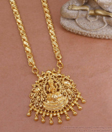 1 Gram Gold Goddess Lakhmi Dollar With Lotus Chain For Women BGDR1364