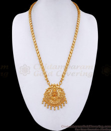 1 Gram Gold Goddess Lakhmi Dollar With Lotus Chain For Women BGDR1364