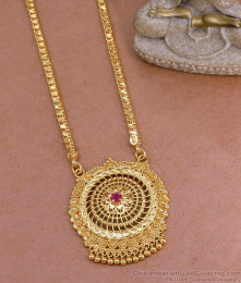 Latest One Gram Gold Ruby Stone Dollar Chain For Regular Use BGDR1394