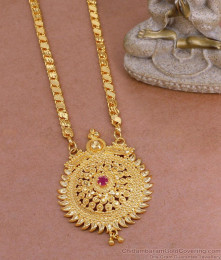 Single Ruby Stone Gold Dollar Chain Flower Design Online BGDR1395