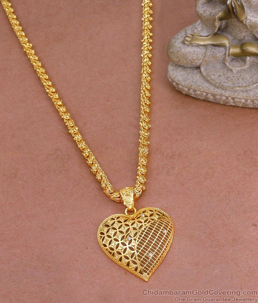 Trendy Heart Shaped 1 Gram Gold Heart Shaped Dollar Chain BGDR1400