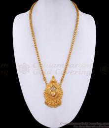 Buy Real Gold Tone Big Gold Pendant White Stone Design With Chain BGDR1401