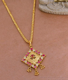 Beautiful Ruby White Stone Gold Dollar Chain for Women BGDR1403
