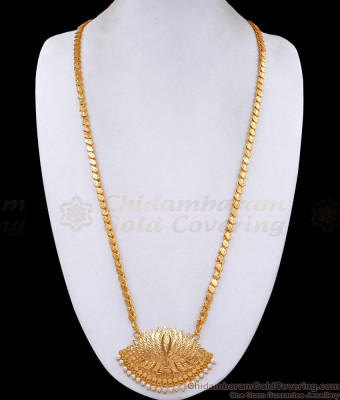 30 Inch Long Real Gold Design Lotus Dollar Hanging Pearls Design With Chain BGDR1427-Lg