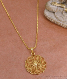 Buy Plain One Gram Gold Floral Dollar With Thin Chain Online BGDR1428