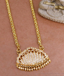 Peacock Design Full White Stone Impon Dollar With Gold Chain BGDR1429