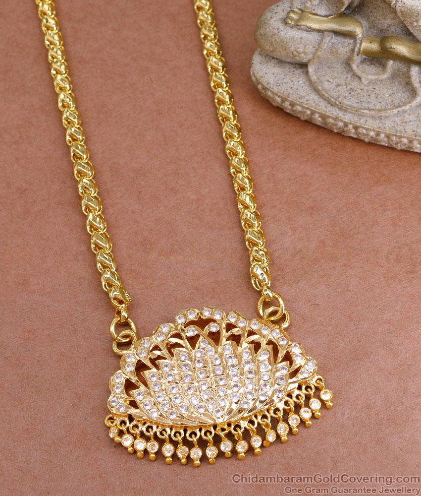 Peacock Design Full White Stone Impon Dollar With Gold Chain BGDR1429 Peacock Design Full White Stone Impon Dollar With Gold Chain BGDR1429
