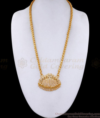 Peacock Design Full White Stone Impon Dollar With Gold Chain BGDR1429