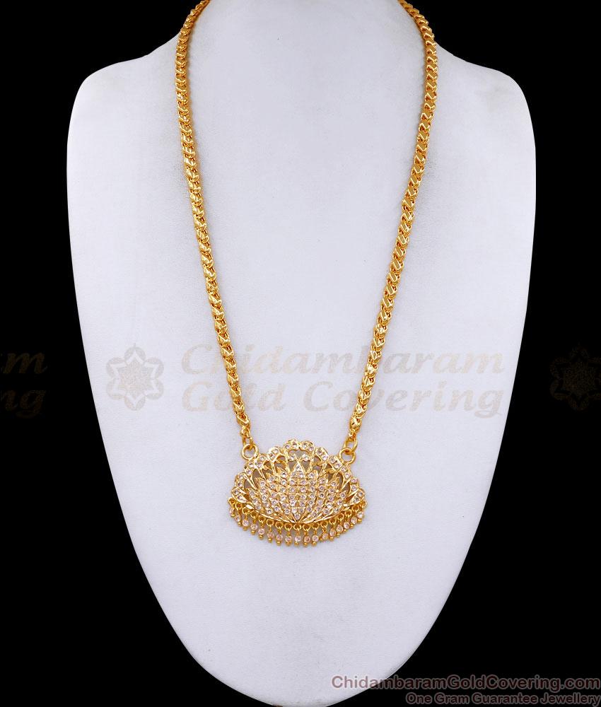 Peacock Design Full White Stone Impon Dollar With Gold Chain BGDR1429 Peacock Design Full White Stone Impon Dollar With Gold Chain BGDR1429