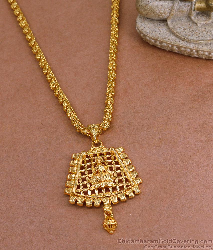 Regular Use Plain Gold Plated Lakshmi Dollar With Chain For Women BGDR1433 Regular Use Plain Gold Plated Lakshmi Dollar With Chain For Women BGDR1433