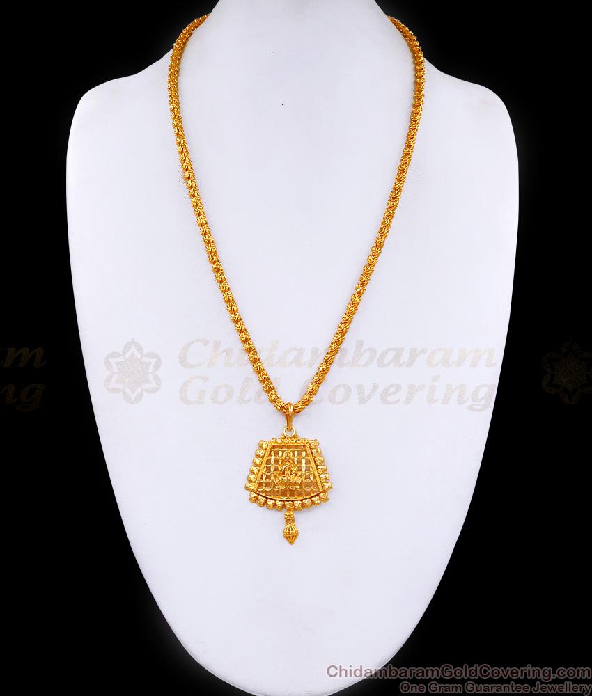 Regular Use Plain Gold Plated Lakshmi Dollar With Chain For Women BGDR1433 Regular Use Plain Gold Plated Lakshmi Dollar With Chain For Women BGDR1433