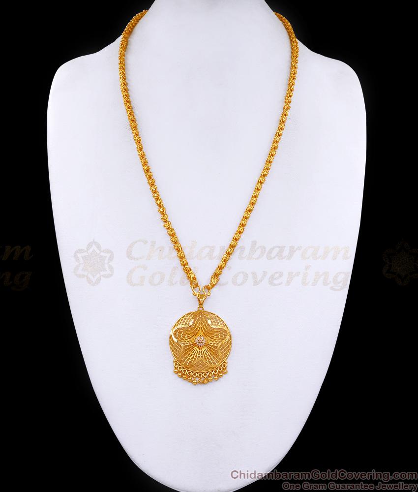 Attractive 1 Gram Gold Pendant Chain Floral Design With Stone BGDR1435 Attractive 1 Gram Gold Pendant Chain Floral Design With Stone BGDR1435