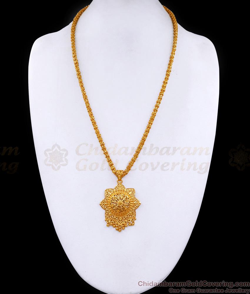 Medium Size Plain Gold Plated Dollar Chain Floral Design Online BGDR1438 Medium Size Plain Gold Plated Dollar Chain Floral Design Online BGDR1438