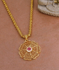 Elegant Floral Design Ad Stone Dollar With Gold Plated Chain BGDR1446